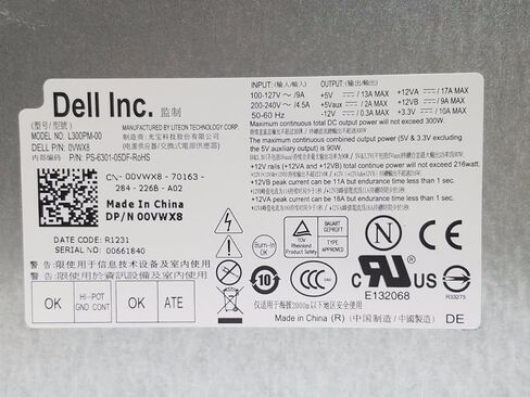 OEM أصلي Dell Vostro 270 Mini Tower 300W وحدة إمداد الطاقة L300PM-00 0VWX8 in Saudi Arabia