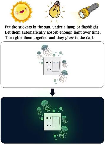 2pcs Wall Sticker Luminous Jellyfish Cartoon Fluorescent Switch Decoration Room Self-Adhesive Sticker (Blue) in Saudi Arabia
