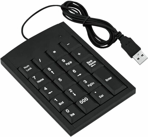 لوحات مفاتيح رقمية USB محمولة رفيعة ولوحة أرقام صغيرة لأجهزة الكمبيوتر المحمول والكمبيوتر المكتبي، ولوحة مفاتيح USB ذات 10 مفاتيح باللون الأسود in Saudi Arabia