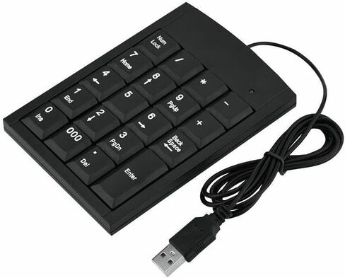 لوحات مفاتيح رقمية USB محمولة رفيعة ولوحة أرقام صغيرة لأجهزة الكمبيوتر المحمول والكمبيوتر المكتبي، ولوحة مفاتيح USB ذات 10 مفاتيح باللون الأسود in Saudi Arabia