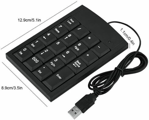 لوحات مفاتيح رقمية USB محمولة رفيعة ولوحة أرقام صغيرة لأجهزة الكمبيوتر المحمول والكمبيوتر المكتبي، ولوحة مفاتيح USB ذات 10 مفاتيح باللون الأسود in Saudi Arabia