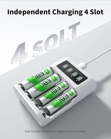 مجموعة بطاريات EBL 8-Pack AA AAA مع شاحن بطاريات ذكي 4 Bay LCD، تتضمن 4 بطاريات مزدوجة قابلة لإعادة الشحن 2800 مللي أمبير و4 بطاريات ثلاثية قابلة لإعادة الشحن 1100 مللي أمبير، 1.2 فولت in Saudi Arabia
