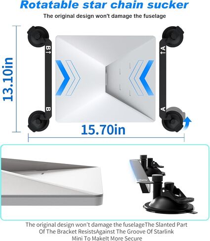 حامل Starlink Gen 3، حامل سيارة محمول متوافق مع Starlink Gen 3 وStarlink Mini، سقف RV قابل للإزالة ودعامة نافذة السيارة للتخييم والسفر والقارب - لا يتطلب الحفر in Kuwait