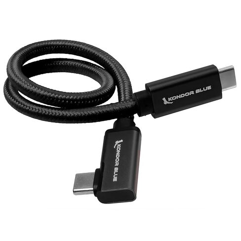 كوندور بلو | كابل USB-C مجدول بزاوية يمنى 12 بوصة لبيانات 8K وتوصيل الطاقة | سرعة نقل 20 جيجابايت/ثانية، شحن USB PD 100 وات، ومتوافق مع Thunderbolt 3 | أسود in Saudi Arabia