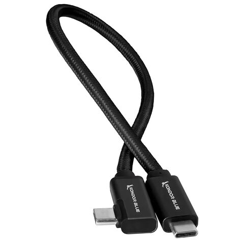 كوندور بلو | كابل USB-C مجدول بزاوية يمنى 12 بوصة لبيانات 8K وتوصيل الطاقة | سرعة نقل 20 جيجابايت/ثانية، شحن USB PD 100 وات، ومتوافق مع Thunderbolt 3 | أسود in Saudi Arabia