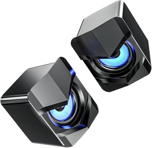Mini USB-Powered Computer Speakers, Compact Desktop Laptop Audio System with Bass, Wired Multimedia Speakers for Office and Home Use, Black, Dc5v in Saudi Arabia