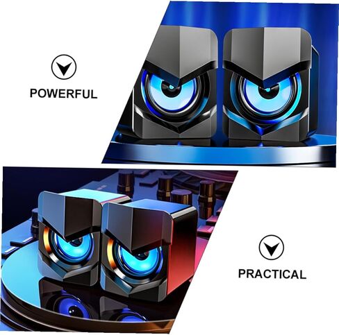 Mini USB-Powered Computer Speakers, Compact Desktop Laptop Audio System with Bass, Wired Multimedia Speakers for Office and Home Use, Black, Dc5v in Saudi Arabia