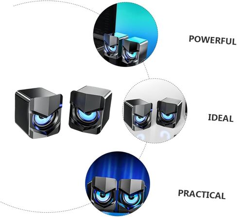 Mini USB-Powered Computer Speakers, Compact Desktop Laptop Audio System with Bass, Wired Multimedia Speakers for Office and Home Use, Black, Dc5v in Saudi Arabia