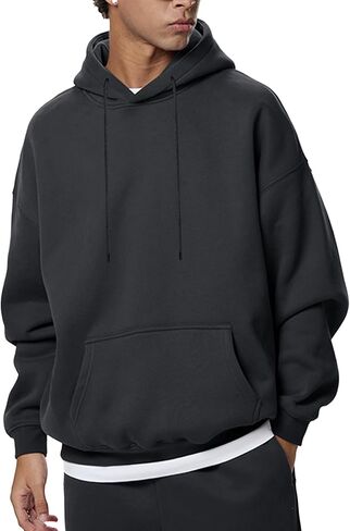 Flygo Mens Hoodie Oversized Fleece Pullover Fashion Hoodies Casual Long Sleeve Hooded Sweatshirt Streetwear in Saudi Arabia