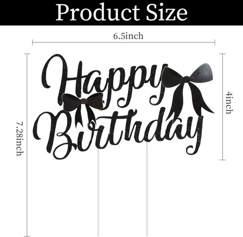 CIEHER Pink Bow Birthday Decorations - Glitter Happy Birthday Cake Topper for Women Girls in Saudi Arabia