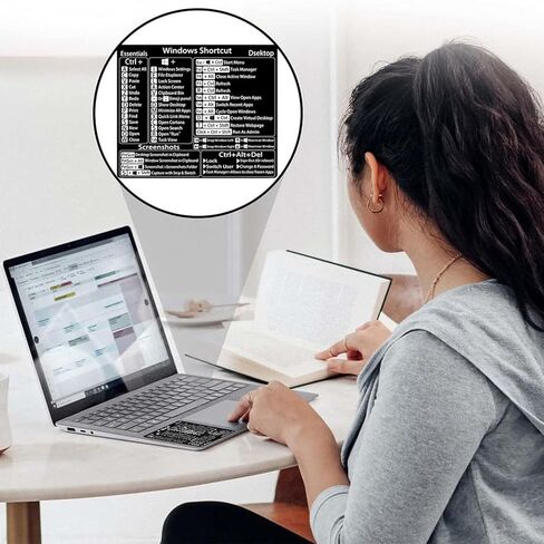 عبوتان من ملصقات اختصارات Word/Excel Windows، ملصق اختصار لوحة المفاتيح للدليل المرجعي، أساسيات العمل من المنزل، ورقة غش لاختصارات Excel مغلفة وفينيل بدون بقايا (أسود/أبيض) in Saudi Arabia