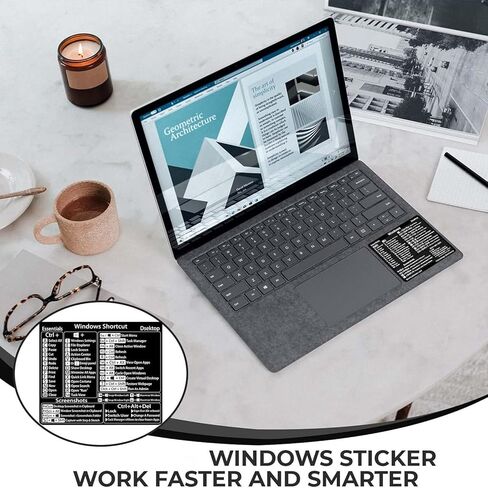 عبوتان من ملصقات اختصارات Word/Excel Windows، ملصق اختصار لوحة المفاتيح للدليل المرجعي، أساسيات العمل من المنزل، ورقة غش لاختصارات Excel مغلفة وفينيل بدون بقايا (أسود/أبيض) in Saudi Arabia