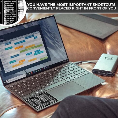 عبوتان من ملصقات اختصارات Word/Excel Windows، ملصق اختصار لوحة المفاتيح للدليل المرجعي، أساسيات العمل من المنزل، ورقة غش لاختصارات Excel مغلفة وفينيل بدون بقايا (أسود/أبيض) in Saudi Arabia
