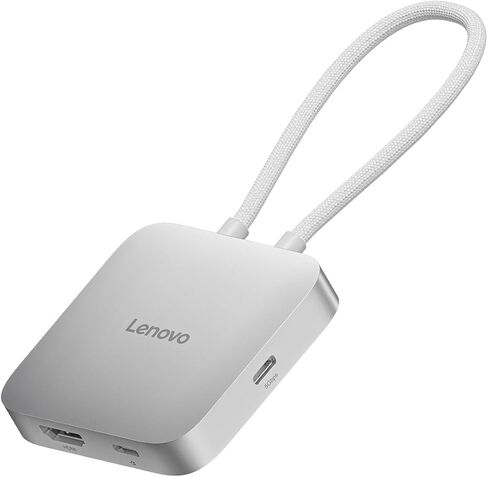 Lenovo USB-C 5-in-1 Travel Hub, 90W Power Delivery, 4K 60Hz HDMI, Dual USB-C and USB-A Ports, Plug and Play, Compact, Silver Grey in Kuwait