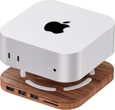 2024 Mac mini Dock، محور Mac mini M4 مع 3X USB 2.0، قارئات بطاقات SD/TF 3.0، ملحقات محطة إرساء M4/M4 Pro لنقل البيانات بسرعة 480 ميجا بت في الثانية، مادة خشب الجوز-H20 in Kuwait