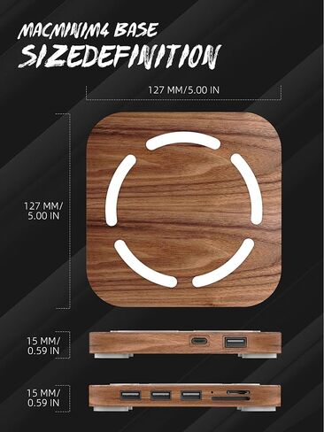 2024 Mac mini Dock، محور Mac mini M4 مع 3X USB 2.0، قارئات بطاقات SD/TF 3.0، ملحقات محطة إرساء M4/M4 Pro لنقل البيانات بسرعة 480 ميجا بت في الثانية، مادة خشب الجوز-H20 in Kuwait