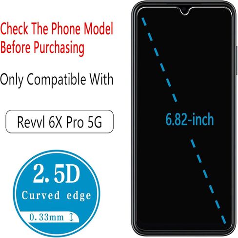 2 Pack Designed for T-Mobile Revvl 6 Pro 5G / Revvl 6X Pro 5G Tempered Glass Screen Protector, Anti Scratch, Bubble Free in Saudi Arabia