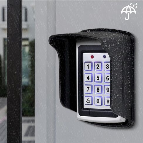 125KHz RFID Access Control System Package with Metal keypad Reader + Waterproof Cover + 10 Blue Key fobs, Supports 1000 Users, Suitable for garages, Offices, and Home Doors in Saudi Arabia