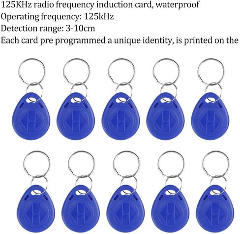 125KHz RFID Access Control System Package with Metal keypad Reader + Waterproof Cover + 10 Blue Key fobs, Supports 1000 Users, Suitable for garages, Offices, and Home Doors in Saudi Arabia