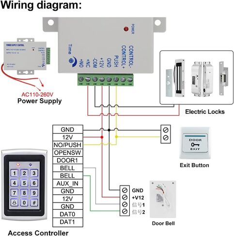 125KHz RFID Access Control System Package with Metal keypad Reader + Waterproof Cover + 10 Blue Key fobs, Supports 1000 Users, Suitable for garages, Offices, and Home Doors in Saudi Arabia