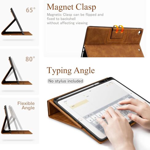 Antbox Case for iPad 9th Generation (2021) iPad 8th/7th Generation with Pencil Holder Auto Sleep/Wake Function PU Leather Smart Cover for iPad 10.2'' (Brown) in Saudi Arabia