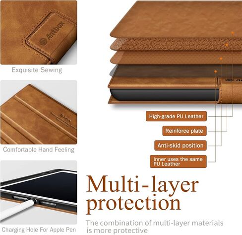 Antbox Case for iPad 9th Generation (2021) iPad 8th/7th Generation with Pencil Holder Auto Sleep/Wake Function PU Leather Smart Cover for iPad 10.2'' (Brown) in Saudi Arabia