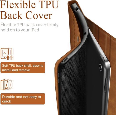 Antbox Case for iPad 9th Generation (2021) iPad 8th/7th Generation with Pencil Holder Auto Sleep/Wake Function PU Leather Smart Cover for iPad 10.2'' (Brown) in Saudi Arabia