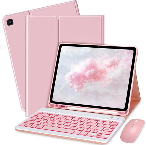 حافظة لوحة المفاتيح لجهاز Amzaon Fire HD 10/10+ Plus (الجيل 11/13) مع لوحة مفاتيح - حافظة حماية للوحة المفاتيح بإضاءة خلفية بـ 7 ألوان وماوس (أخضر داكن) in Saudi Arabia