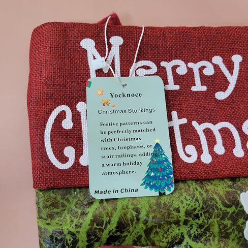 Yocknoce Christmas stockings – Festive decorative stockings adorned with the word "Merry Christmas," no additional embellishment needed. in Saudi Arabia