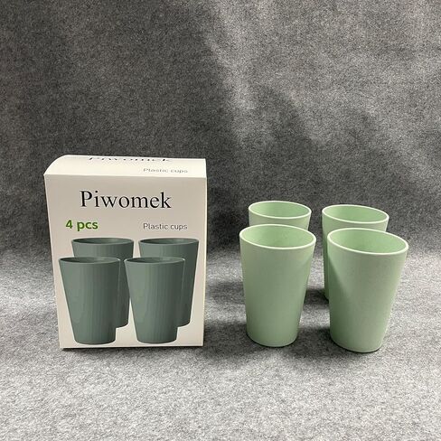 Piwomek Plastic Cups, Reusable 20 oz Plastic Cups, 4 Pack - Durable Green Tumblers for Soda, Cocktails, Parties & Outdoor Use in Saudi Arabia