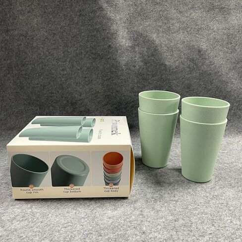 Piwomek Plastic Cups, Reusable 20 oz Plastic Cups, 4 Pack - Durable Green Tumblers for Soda, Cocktails, Parties & Outdoor Use in Saudi Arabia