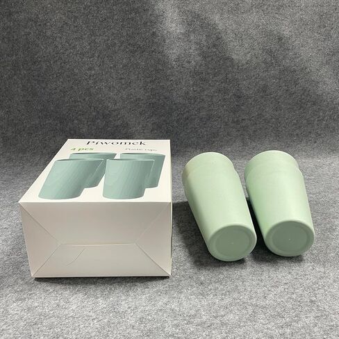 Piwomek Plastic Cups, Reusable 20 oz Plastic Cups, 4 Pack - Durable Green Tumblers for Soda, Cocktails, Parties & Outdoor Use in Saudi Arabia