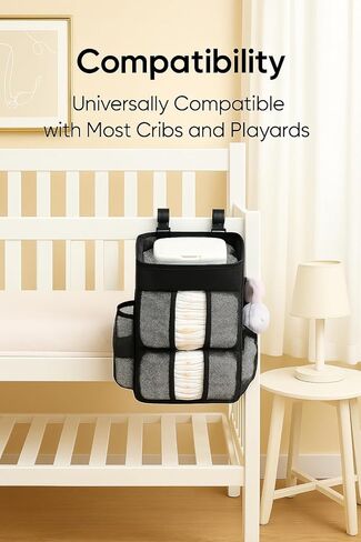 منظم الحفاضات لمحطة تغيير حفاضات UPPAbaby Remi - منظم حفاضات الأطفال المعلق لأسرة الأطفال واللعب - علبة الحضانة للحفاضات والمناديل المبللة وأساسيات الأطفال in Kuwait