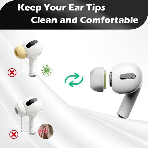 4 أزواج من أطراف الأذن متوسطة الحجم من إسفنج الذاكرة لأجهزة AirPods Pro الجيل الأول والثاني، بدون ألم في أطراف الأذن من السيليكون، وإلغاء أفضل للضوضاء، وسادات بديلة مع مجموعة تنظيف 3 في 1، تناسب علبة الشحن، رمادي in Kuwait