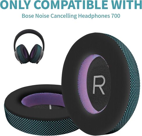 وسادات أذن بديلة من جل التبريد المحدث لإلغاء الضوضاء Bose 700 وسادات أذن لسماعات الرأس مع نسيج الحرير الجليدي وإسفنج عالي الكثافة متوافق تمامًا مع إلغاء الضوضاء - أسود/أزرق in Saudi Arabia