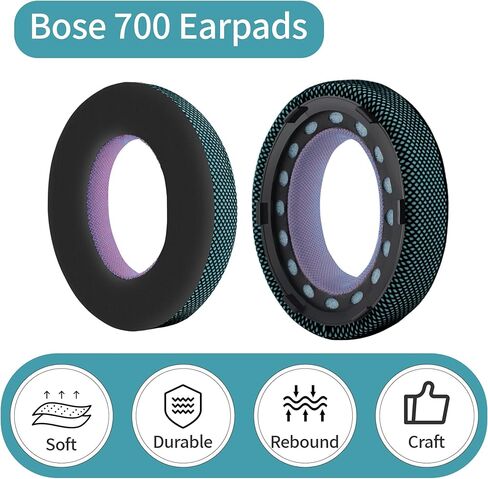 وسادات أذن بديلة من جل التبريد المحدث لإلغاء الضوضاء Bose 700 وسادات أذن لسماعات الرأس مع نسيج الحرير الجليدي وإسفنج عالي الكثافة متوافق تمامًا مع إلغاء الضوضاء - أسود/أزرق in Saudi Arabia