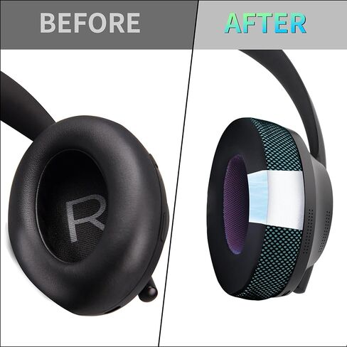 وسادات أذن بديلة من جل التبريد المحدث لإلغاء الضوضاء Bose 700 وسادات أذن لسماعات الرأس مع نسيج الحرير الجليدي وإسفنج عالي الكثافة متوافق تمامًا مع إلغاء الضوضاء - أسود/أزرق in Saudi Arabia
