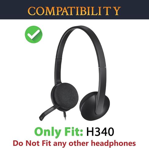 SOULWIT 6Pcs Replacement Earpads for Logitech H340 Headsets, Soft and Durable Sponge Ear Pads Cushions with High-Density Foam - Black in Saudi Arabia