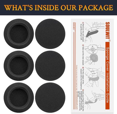 SOULWIT 6Pcs Replacement Earpads for Logitech H340 Headsets, Soft and Durable Sponge Ear Pads Cushions with High-Density Foam - Black in Saudi Arabia