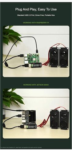 Waveshare USB Sound Card USB Audio Module with Speaker for Raspberry Pi/Jetson Nano, No Need Driver, External Audio Converter,Recording and Playback Support in Saudi Arabia