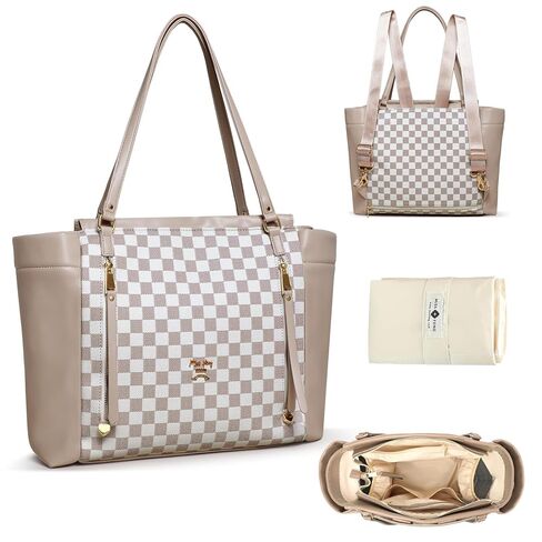 miss fong Diaper Bag Tote Diaper Bags Convertible Mommy Bag Hospital Bag | 12 Pockets Pañaleras Para Bebe with Changing Pad Large Capacity Diaper Tote Stroller Straps & Insulated Pockets for Mom & Dad in Kuwait