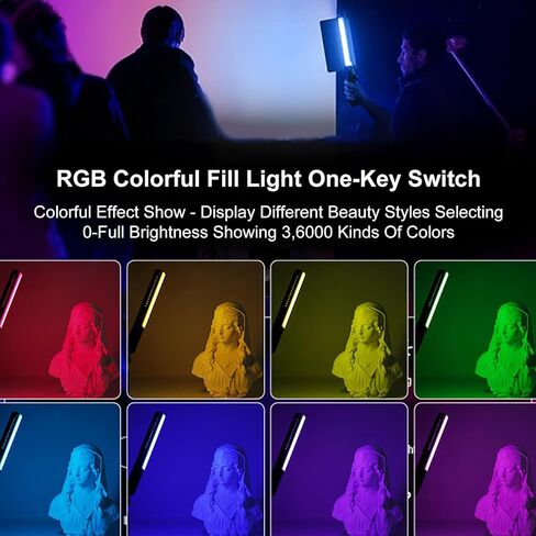 ASHATA RGB Led Video Light, 20W Photography Video Lighting Kit, Handheld Fill Light with 192 High Color Rendering LED Beads LCD Display Screen, 1800K-9000K in Saudi Arabia