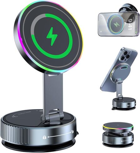 Vacuum Magnetic Phone Holder, 360° Adjustable Suction Phone Mount, the Charger for Magsafe Car Mount with Strong Vacuum Suction, Valentines Day Gifts for Him, Phone Holder for Car for iPhone 17 in Saudi Arabia