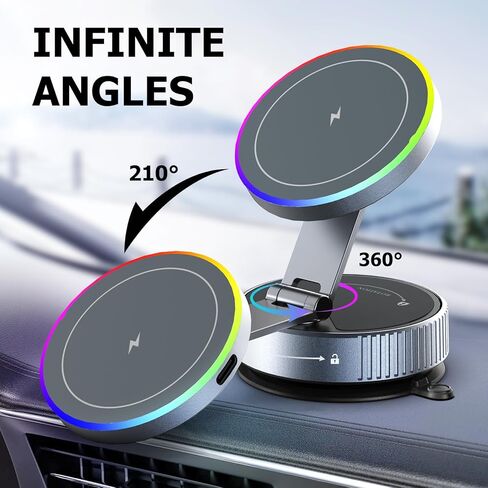 Vacuum Magnetic Phone Holder, 360° Adjustable Suction Phone Mount, the Charger for Magsafe Car Mount with Strong Vacuum Suction, Valentines Day Gifts for Him, Phone Holder for Car for iPhone 17 in Saudi Arabia