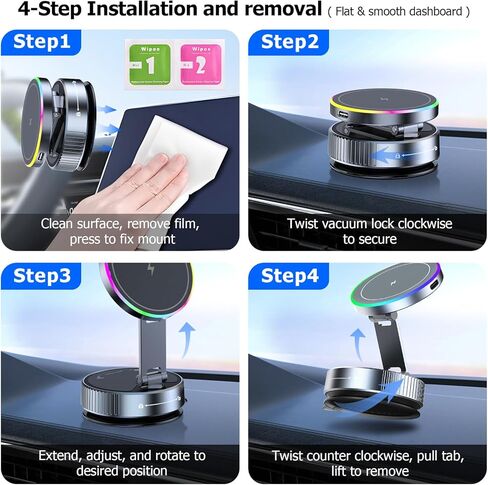 Vacuum Magnetic Phone Holder, 360° Adjustable Suction Phone Mount, the Charger for Magsafe Car Mount with Strong Vacuum Suction, Valentines Day Gifts for Him, Phone Holder for Car for iPhone 17 in Saudi Arabia