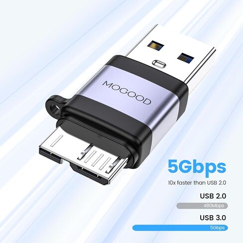 MOGOOD USB to Micro B Adapter, Micro B to USB Male Adaptor, USB3.0 to Micro B Data Charging Adapter Short Converter Adaptor for Computers, Laptops, External Hard Drives in Saudi Arabia