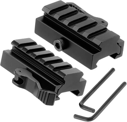 Fazee Picatinny Riser Mount، 2 حزمة 5 فتحات محول السكك الحديدية منخفضة المستوى مع محول الإفراج السريع رافعة QD لمشاهد نطاق 20 مم - حجم 1/2 بوصة ارتفاع × 2.5 بوصة طول in Kuwait
