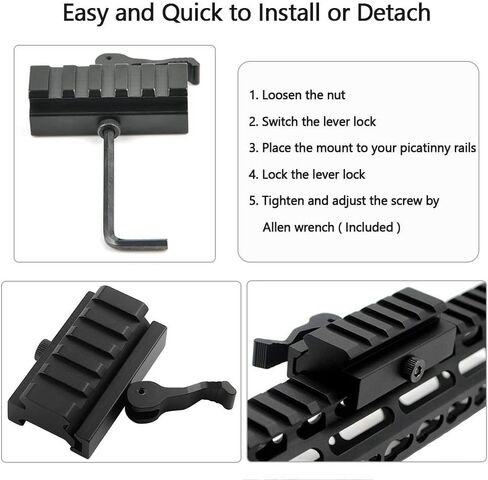 Fazee Picatinny Riser Mount، 2 حزمة 5 فتحات محول السكك الحديدية منخفضة المستوى مع محول الإفراج السريع رافعة QD لمشاهد نطاق 20 مم - حجم 1/2 بوصة ارتفاع × 2.5 بوصة طول in Kuwait