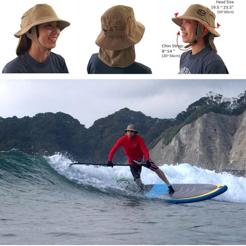 Bucket Hat for Stand Up Paddle Surf & Sun Protection Wide Brim Fast Drying Polyester Sand Color in Saudi Arabia
