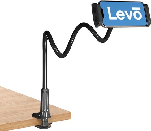 حامل هاتف خلوي قابل للتعديل من LEVO - حامل هاتف معقوفة مع ذراع طويل مرن - حامل هاتف ذكي بدون استخدام اليدين للمكتب، والسرير، واللوح الأمامي، ومنضدة المطبخ، والقارب، وRV والمزيد in Kuwait